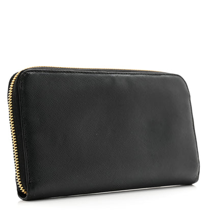 Prada Saffiano Metal Zip Around Wallet Black 3 of 12