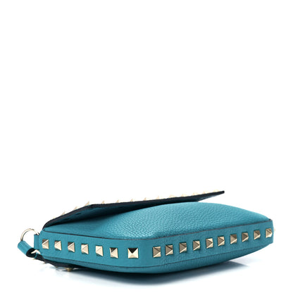 Valentino Garavani Grainy Calfskin Rockstud Crossbody Pouch Ultra Marine Green 4 of 11