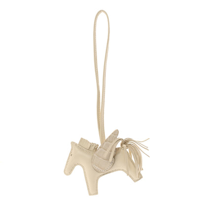 Hermes Milo Lambskin Matte Alligator Touch Grigri Rodeo Pegase Horse Bag Charm PM Craie 1 of 5