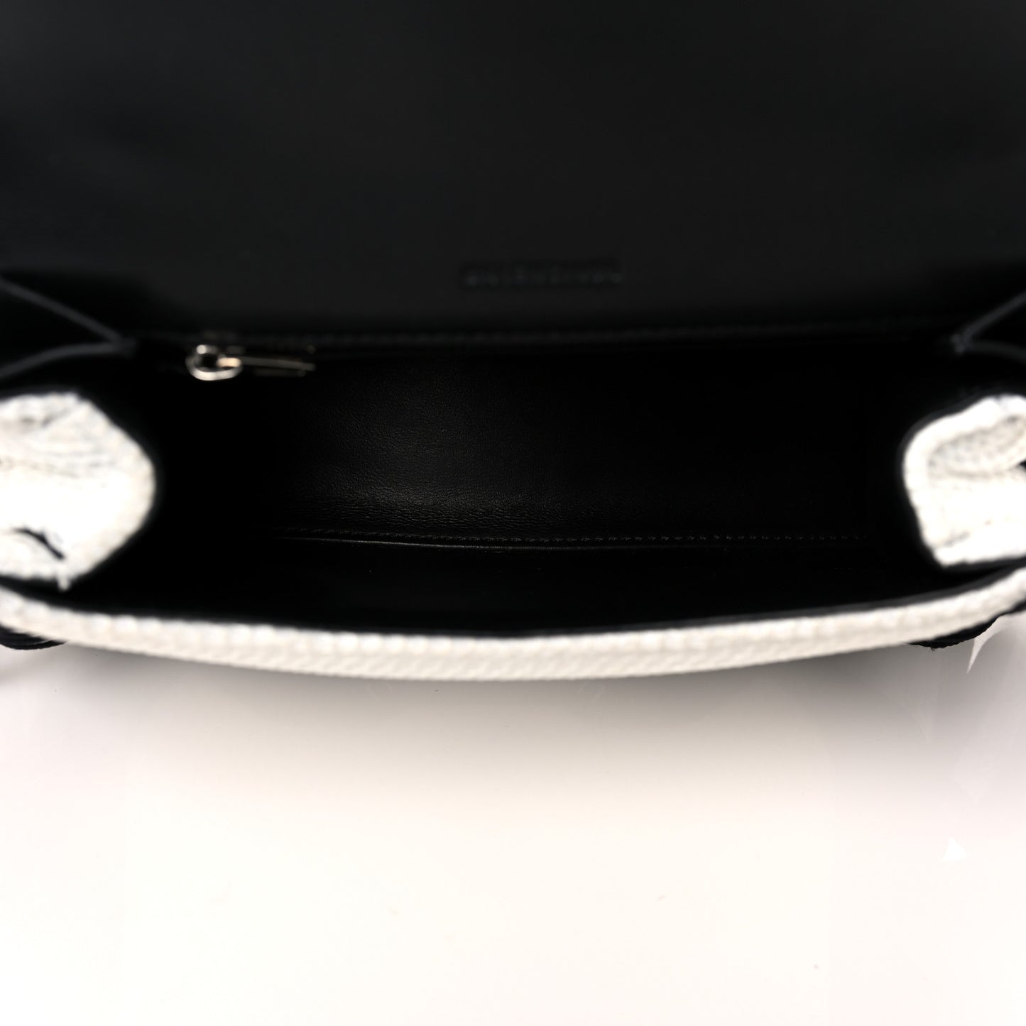 Faux Calfskin Fabric Small Sneakerhead Top Handle Bag Black White