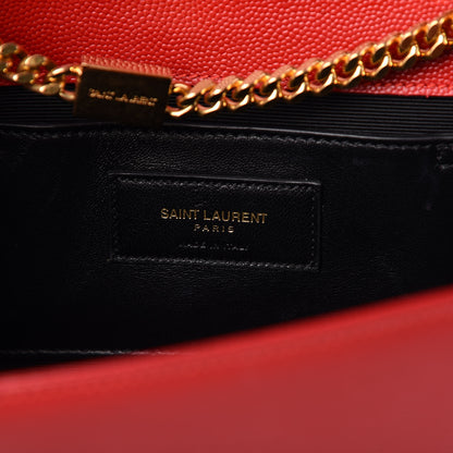 Saint Laurent Grain De Poudre Medium Monogram Kate Satchel Red 6 of 9