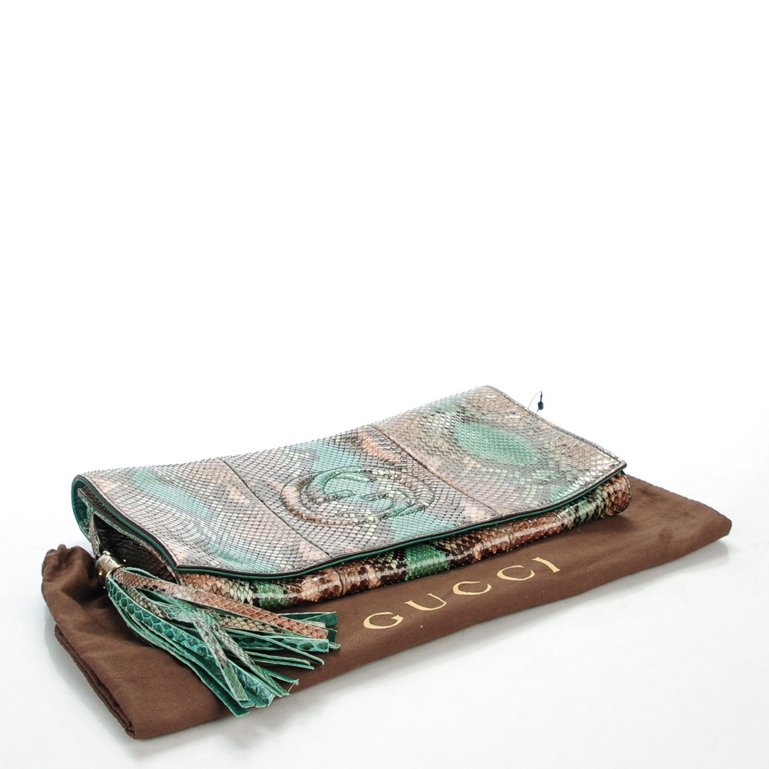 Gucci Python Medium Soho Clutch Green 4 of 7