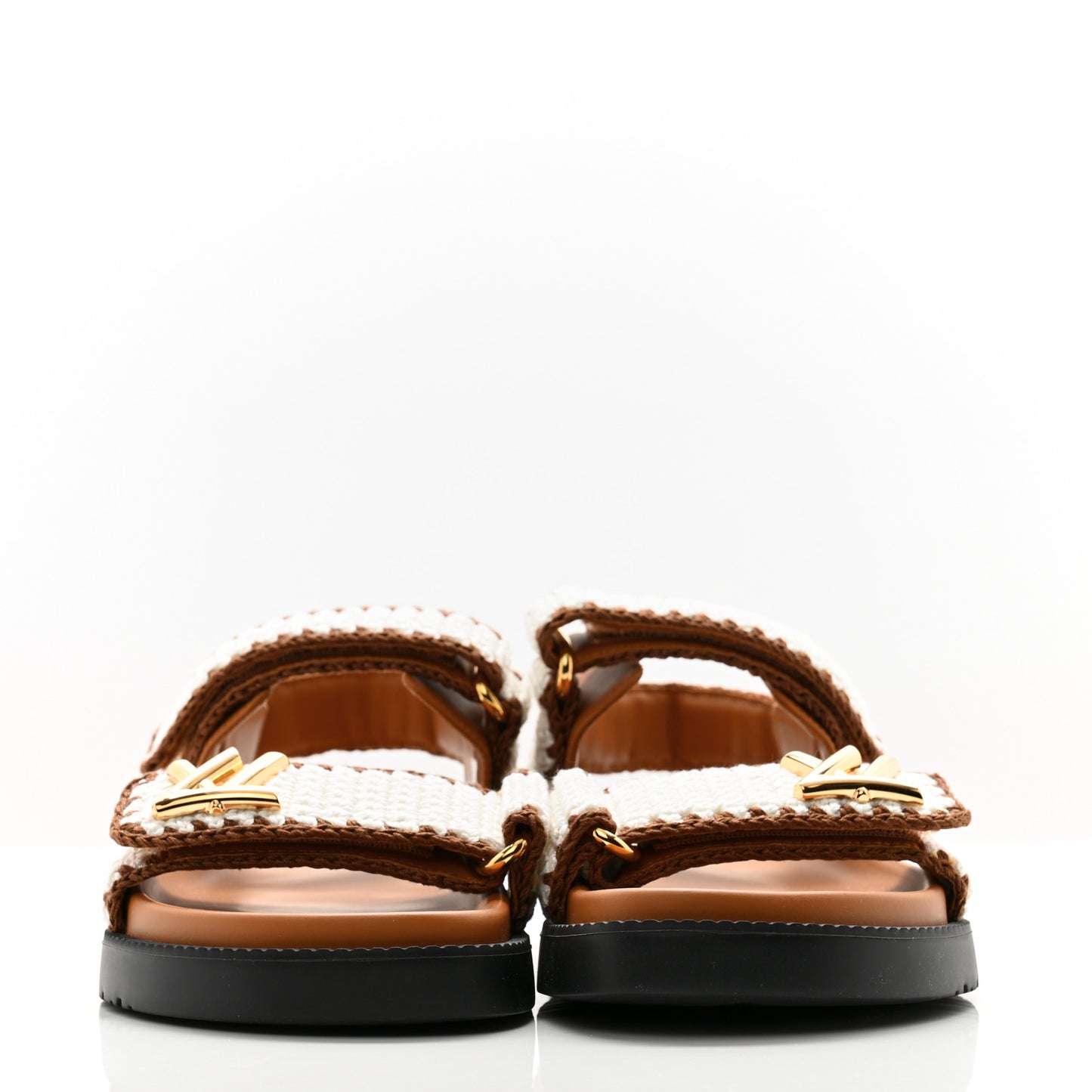Cotton Crochet LV Sunset Comfort Flat Sandals 37 Cacao Brown