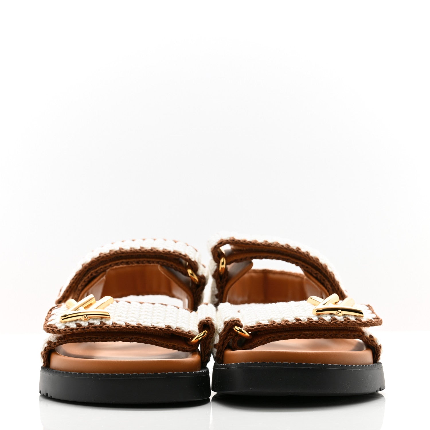 Louis Vuitton Cotton Crochet LV Sunset Comfort Flat Sandals 37 Cacao Brown 2 of 8