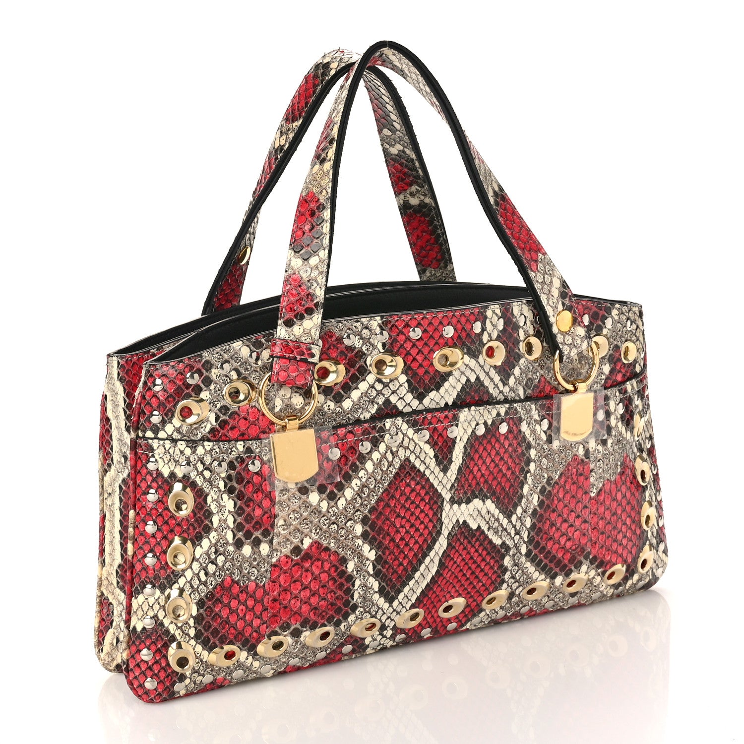 Gucci Snakeskin Large Arli Top Handle Bag Pink Beige 3 of 11