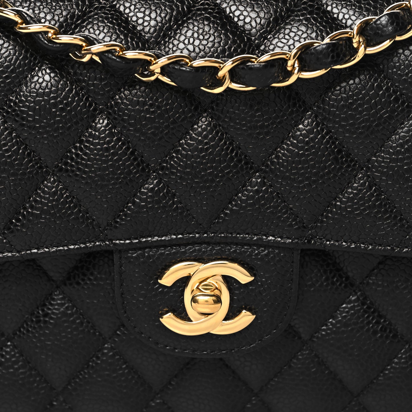 Caviar Quilted Small Double Flap Black