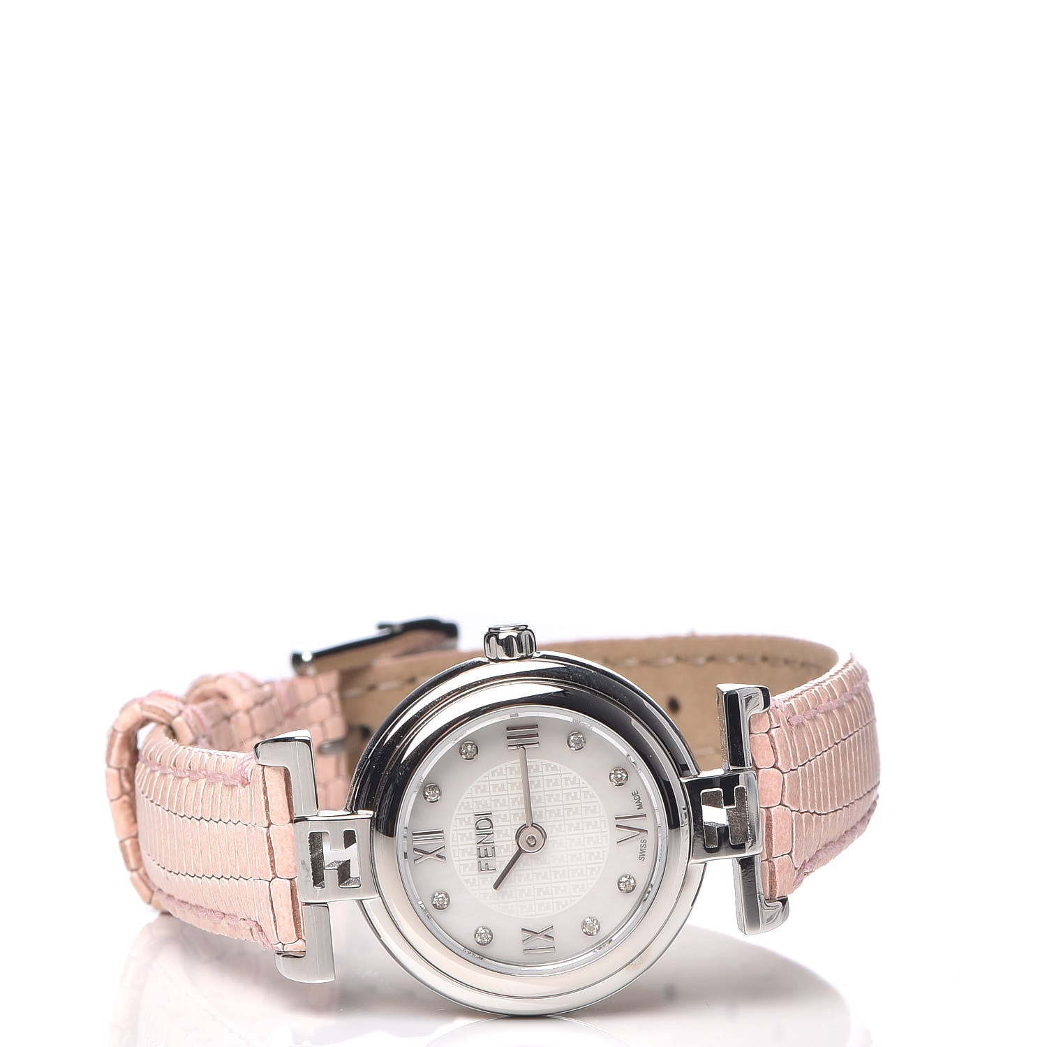 Fendi Stainless Steel Calfskin Diamond Pink Mother of Pearl 23mm Moda Quartz Watch 3 of 8