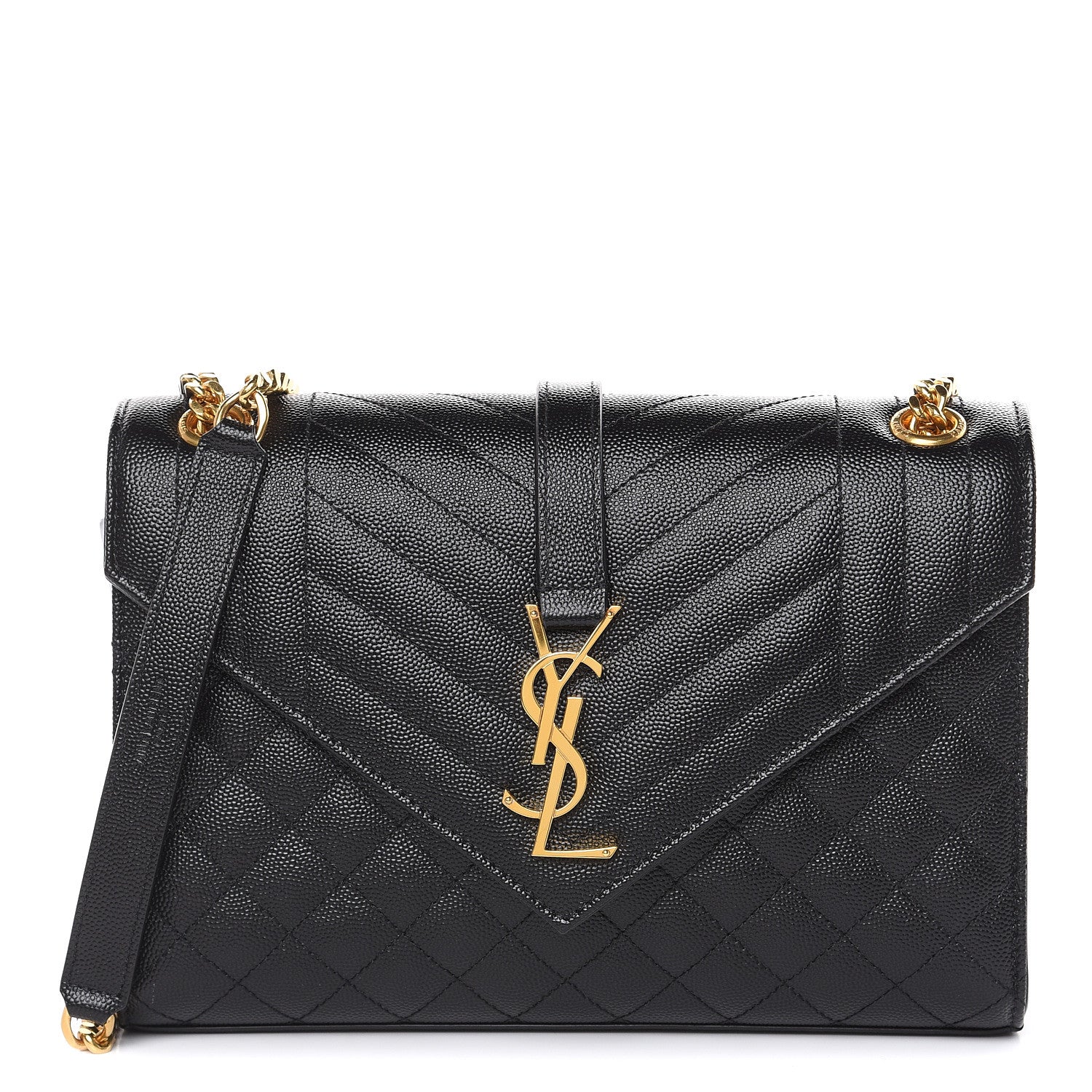 Saint Laurent Grain De Poudre Textured Mixed Matelasse Triquilt Medium Monogram Satchel Black 1 of 10