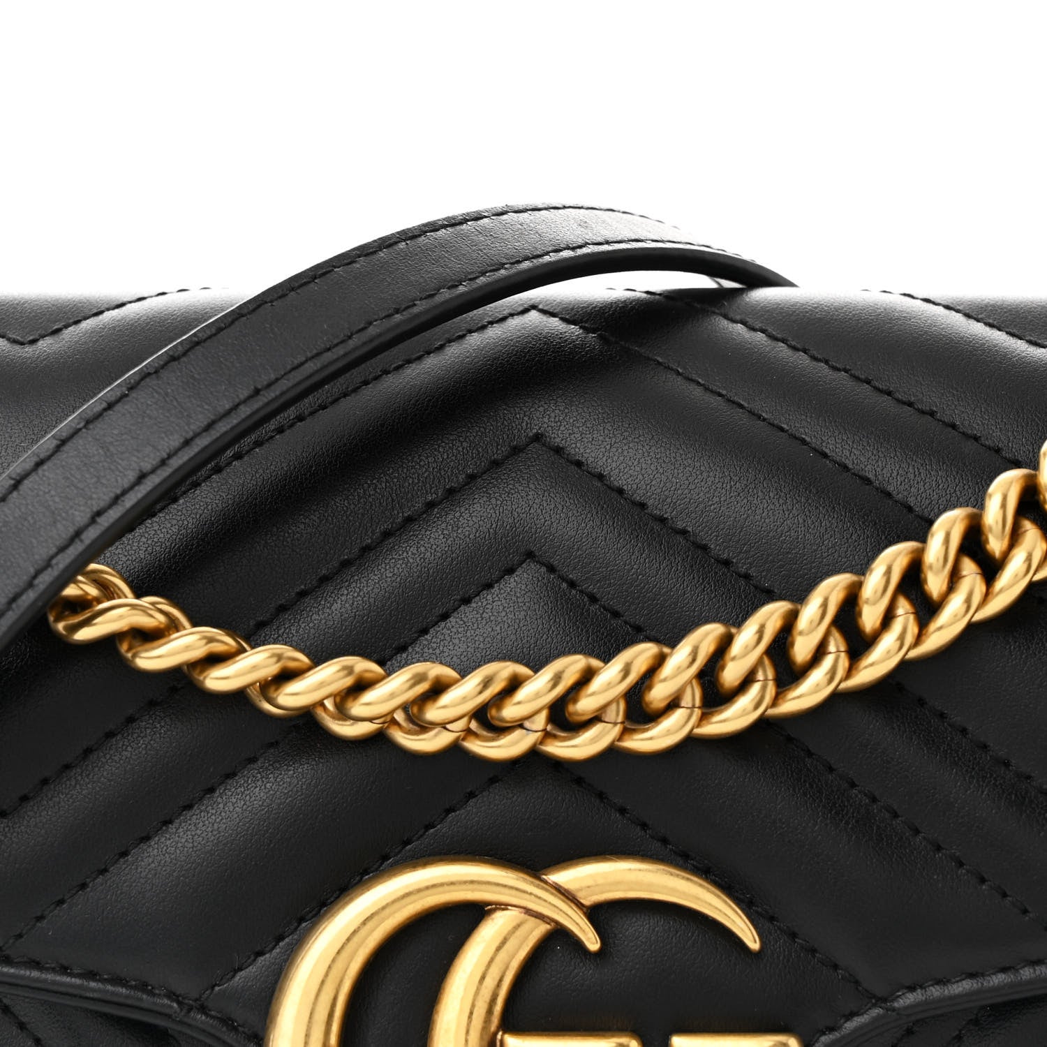 Gucci Calfskin Matelasse Small GG Marmont Shoulder Bag Black 8 of 10