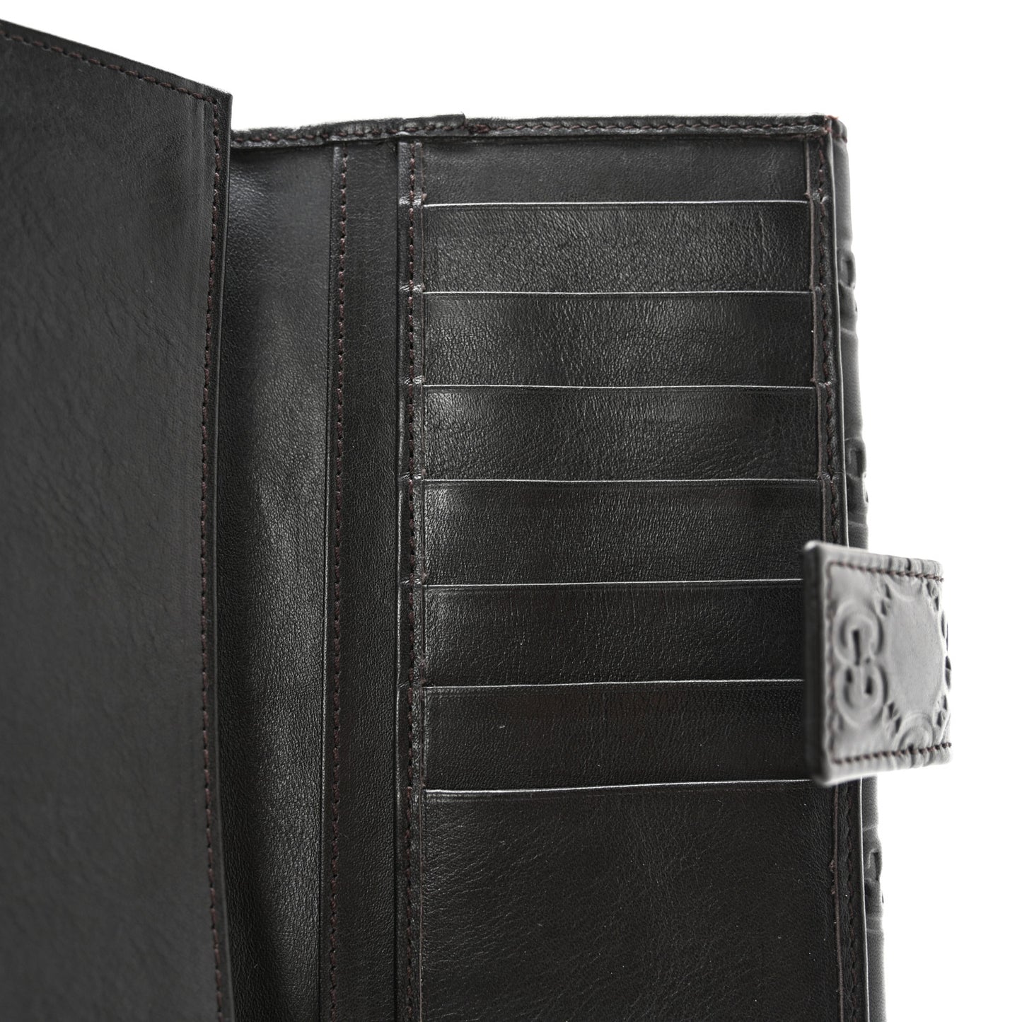 Guccissima Margaux Calfskin Metal Bar Continental Flap Wallet Black