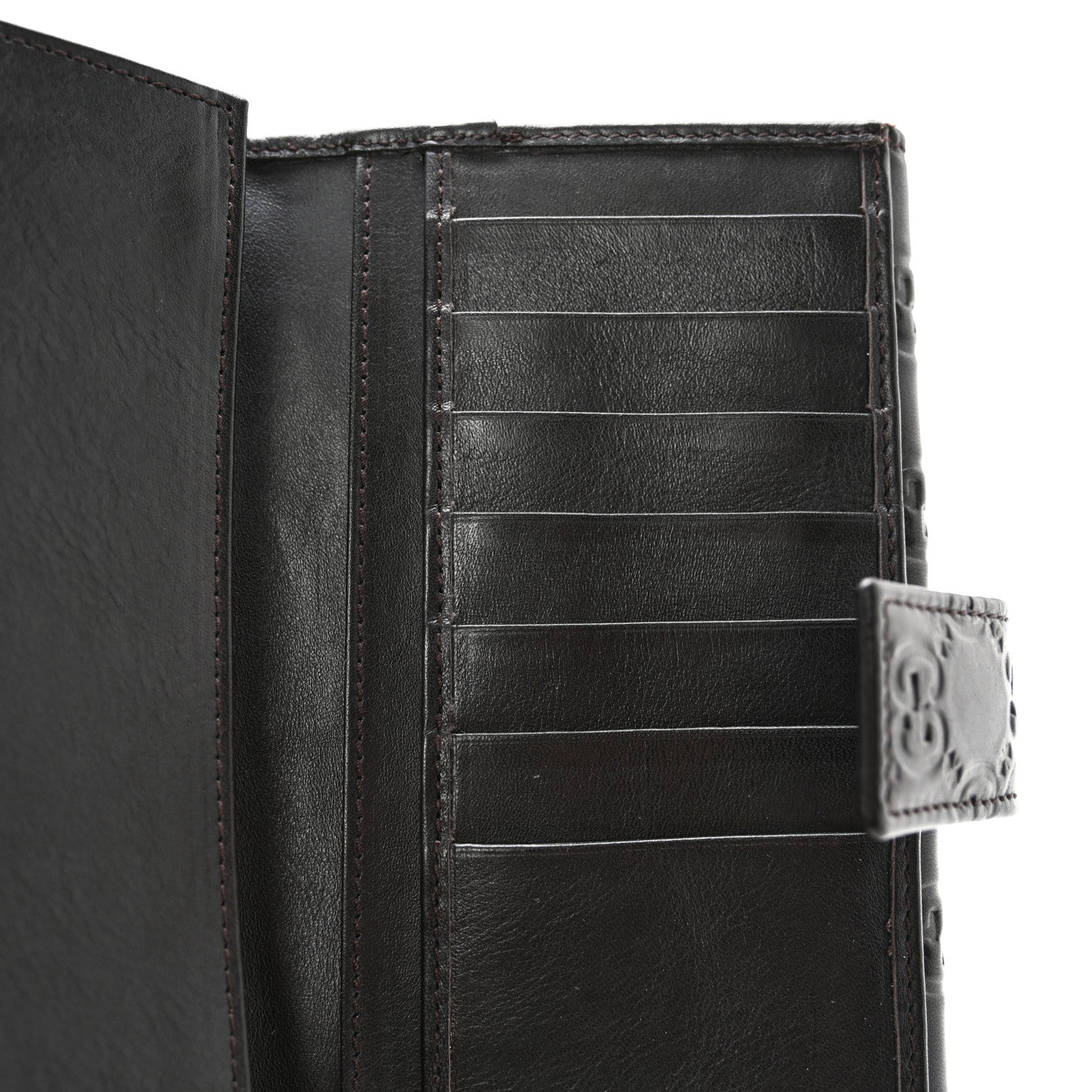 Gucci Guccissima Margaux Calfskin Metal Bar Continental Flap Wallet Black 11 of 13