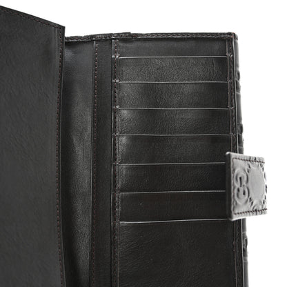 Gucci Guccissima Margaux Calfskin Metal Bar Continental Flap Wallet Black 11 of 13