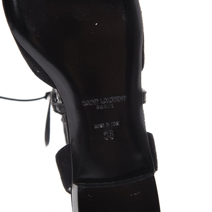 Saint Laurent Kid Scamosciato Lace Up Pointed Toe Flats 35 Black 6 of 10