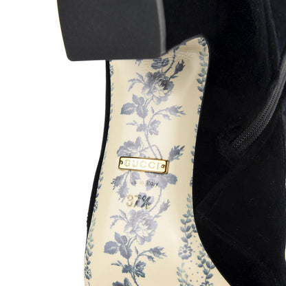 Gucci Softy Velvet Malaga Kid GG Victoire 55mm Ankle Boots 37.5 Black 8 of 10