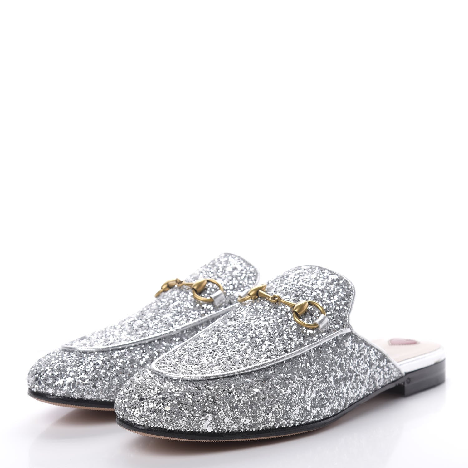 Gucci Glitter Womens Princetown Slippers 37.5 Silver 3 of 10