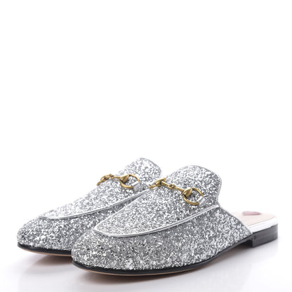 Gucci Glitter Womens Princetown Slippers 37.5 Silver 3 of 10