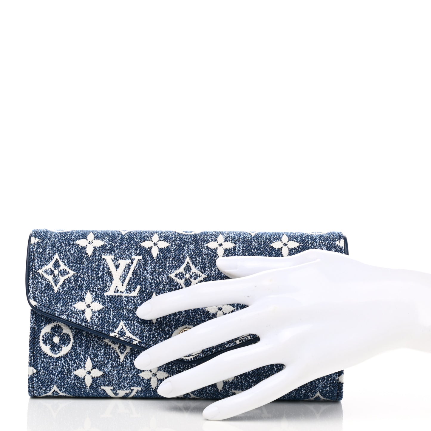 Monogram Jacquard Denim Sarah Wallet Bleu