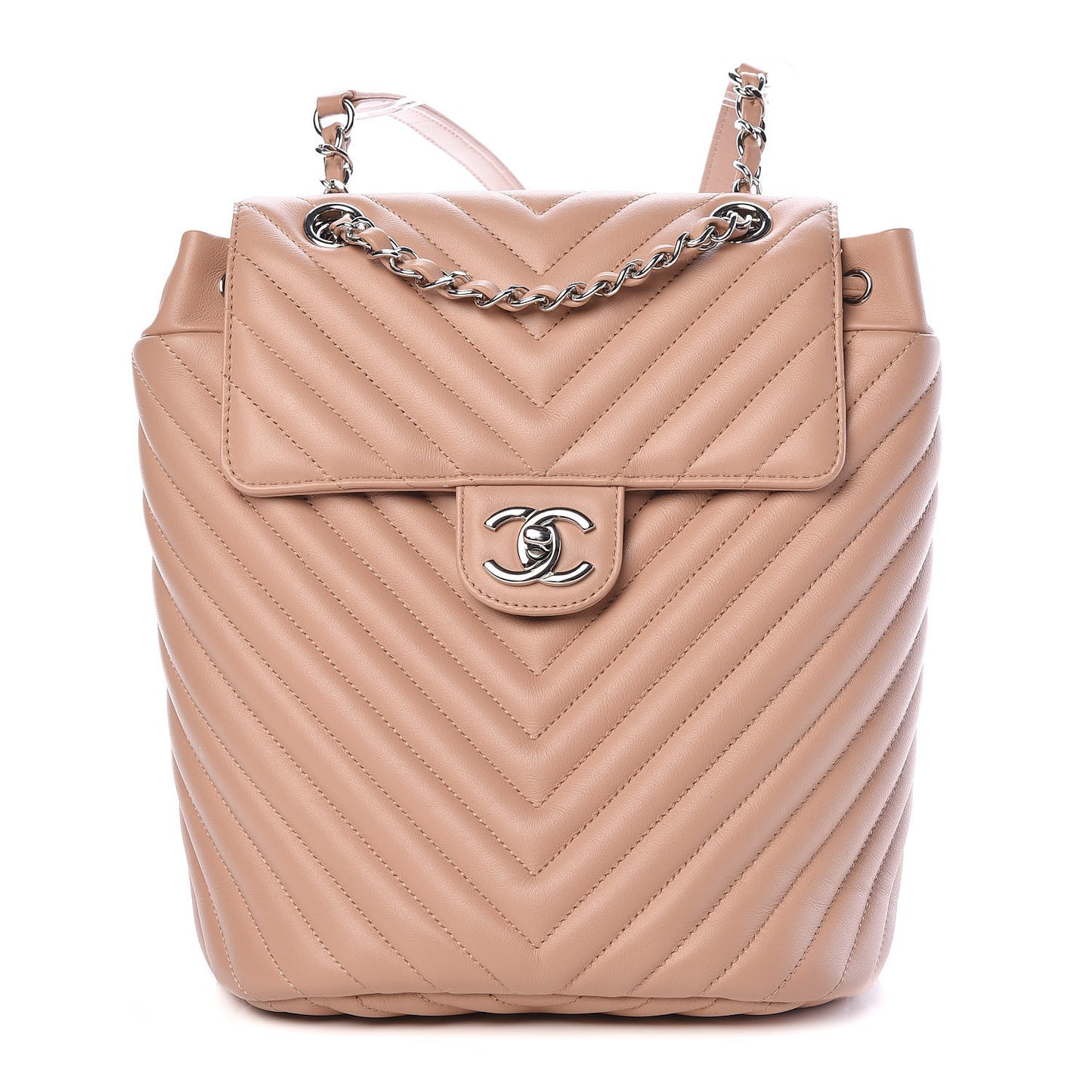 Calfskin Chevron Quilted Small Urban Spirit Backpack Beige