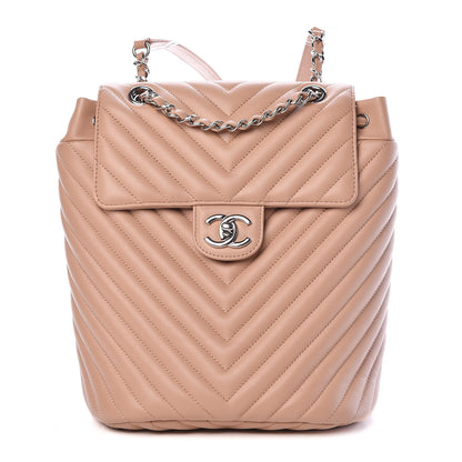 Chanel Calfskin Chevron Quilted Small Urban Spirit Backpack Beige 1 of 12