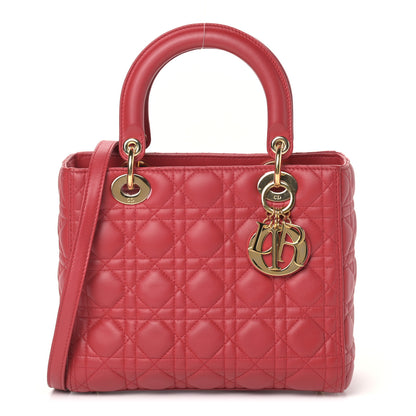 Christian Dior Lambskin Cannage Medium Lady Dior Red 1 of 10