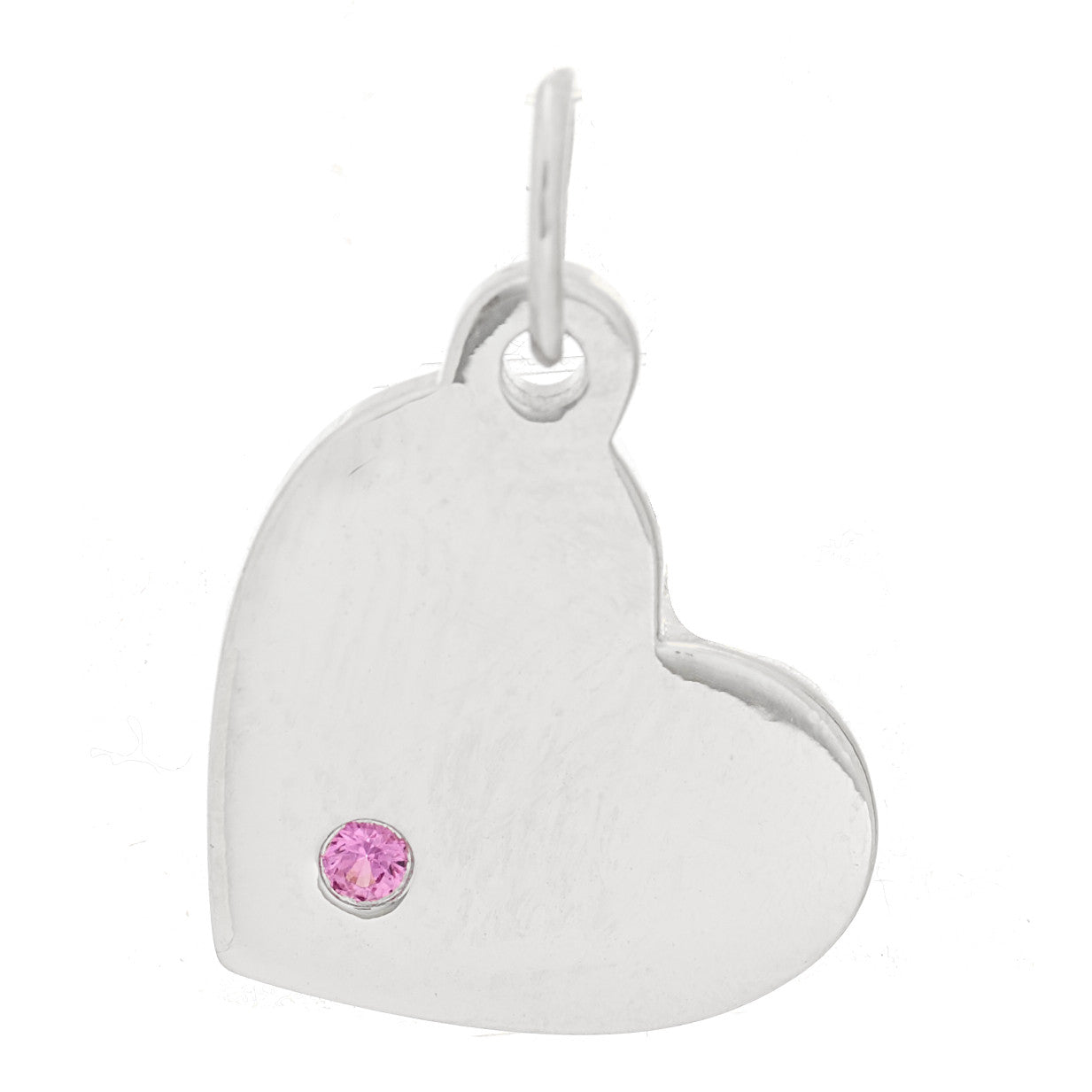 18K White Gold Pink Sapphire Heart Charm