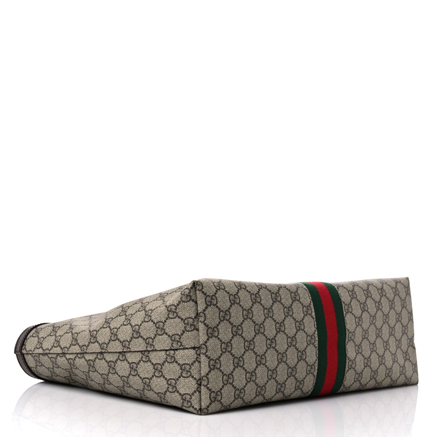 Gucci GG Supreme Monogram Textured Calfskin Web Medium Ophidia Shopping Tote Beige Ebony New Acero 4 of 9