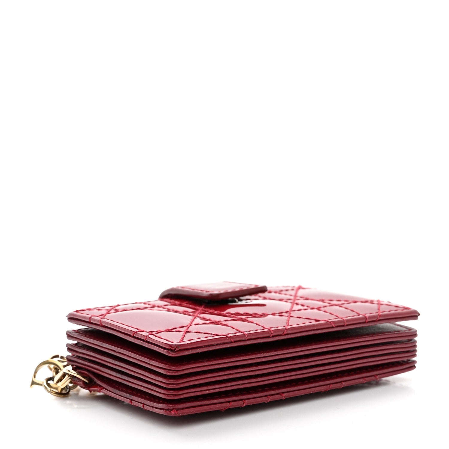 Christian Dior CHRISTIAN DIOR Patent Cannage Lady Dior 5-Gusset Card Holder Scarlet 4 of 16