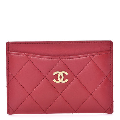 Chanel Lambskin Quilted Card Holder Dark Pink 1 of 10