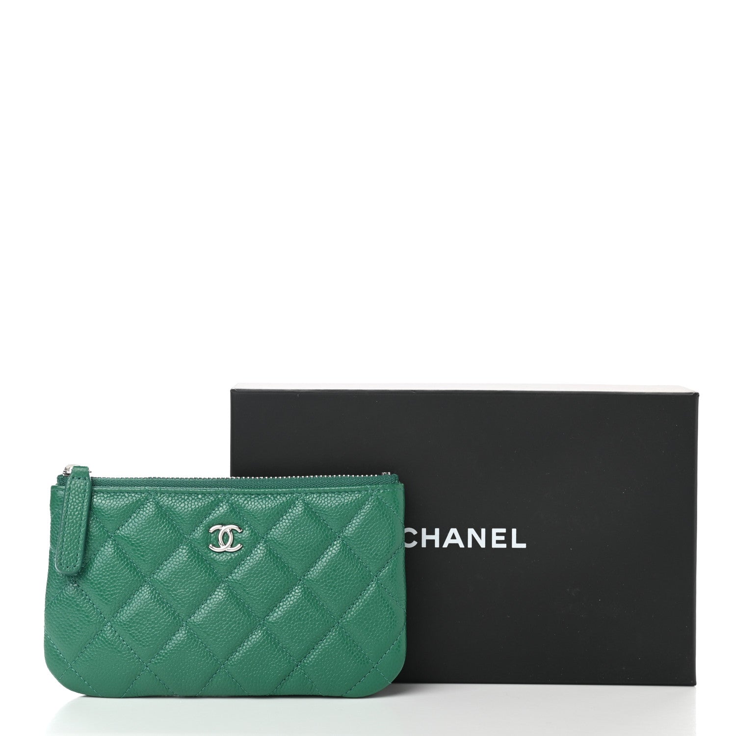 Chanel Caviar Quilted Small Cosmetic Case Green 10 of 10