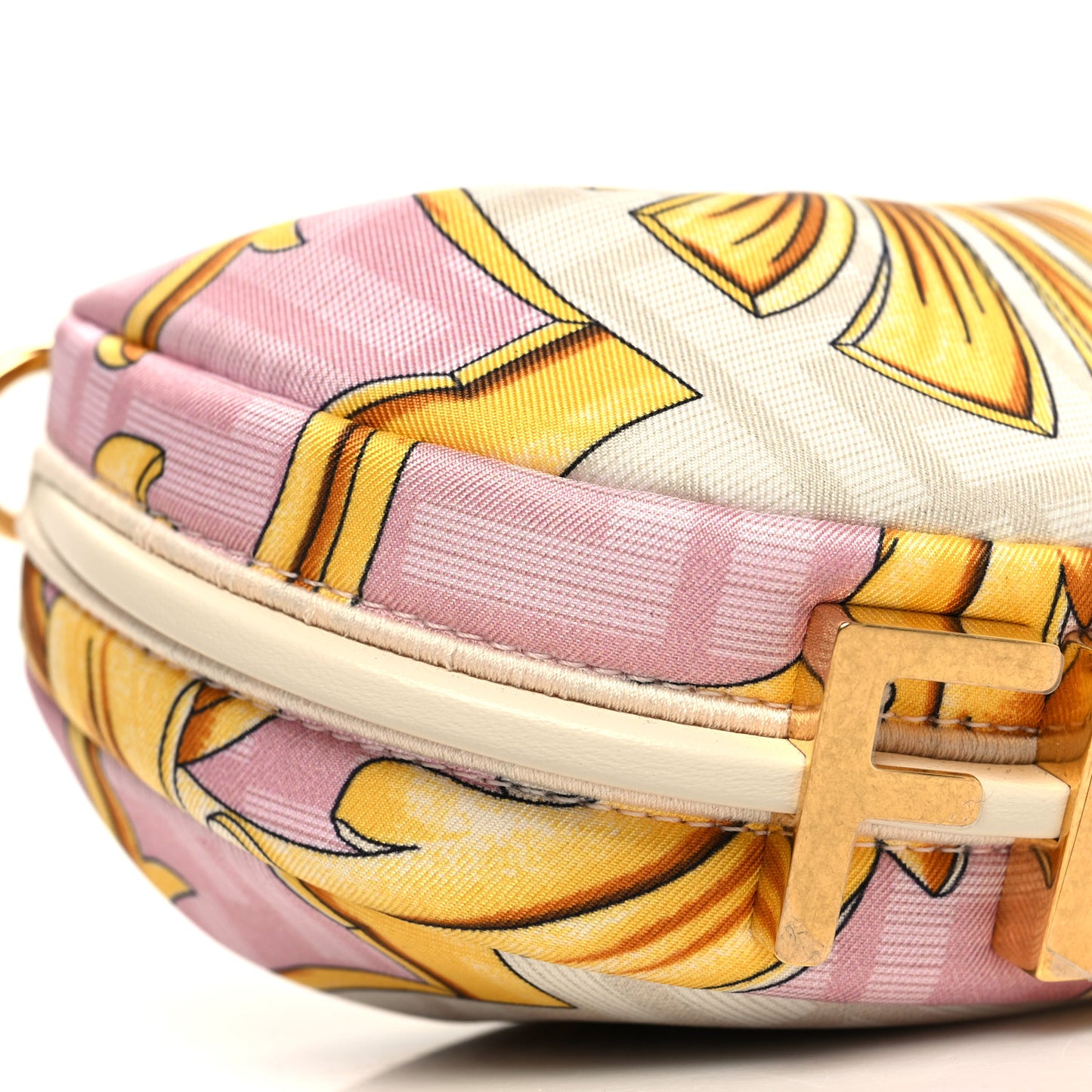 X VERSACE Silk Fendace FF Baroque Nano Fendigraphy Hobo Charm Pink White Gold