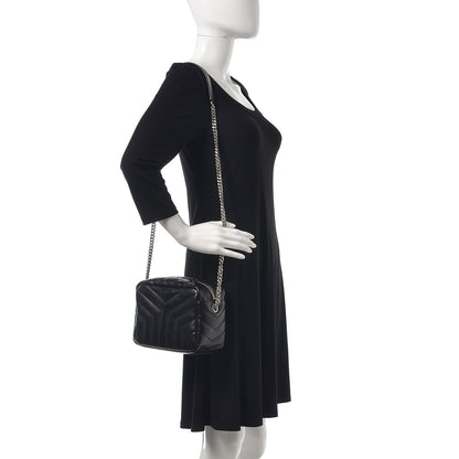 Saint Laurent Calfskin Y Quilted Monogram Small Loulou Bowling Bag Black 2 of 8