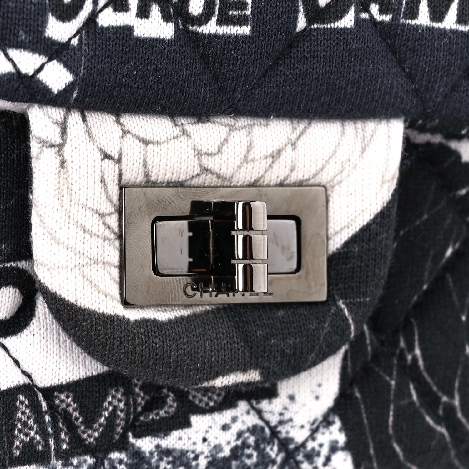 Chanel Jersey Quilted Camellia 2.55 Reissue Mini Flap Black White 7 of 12