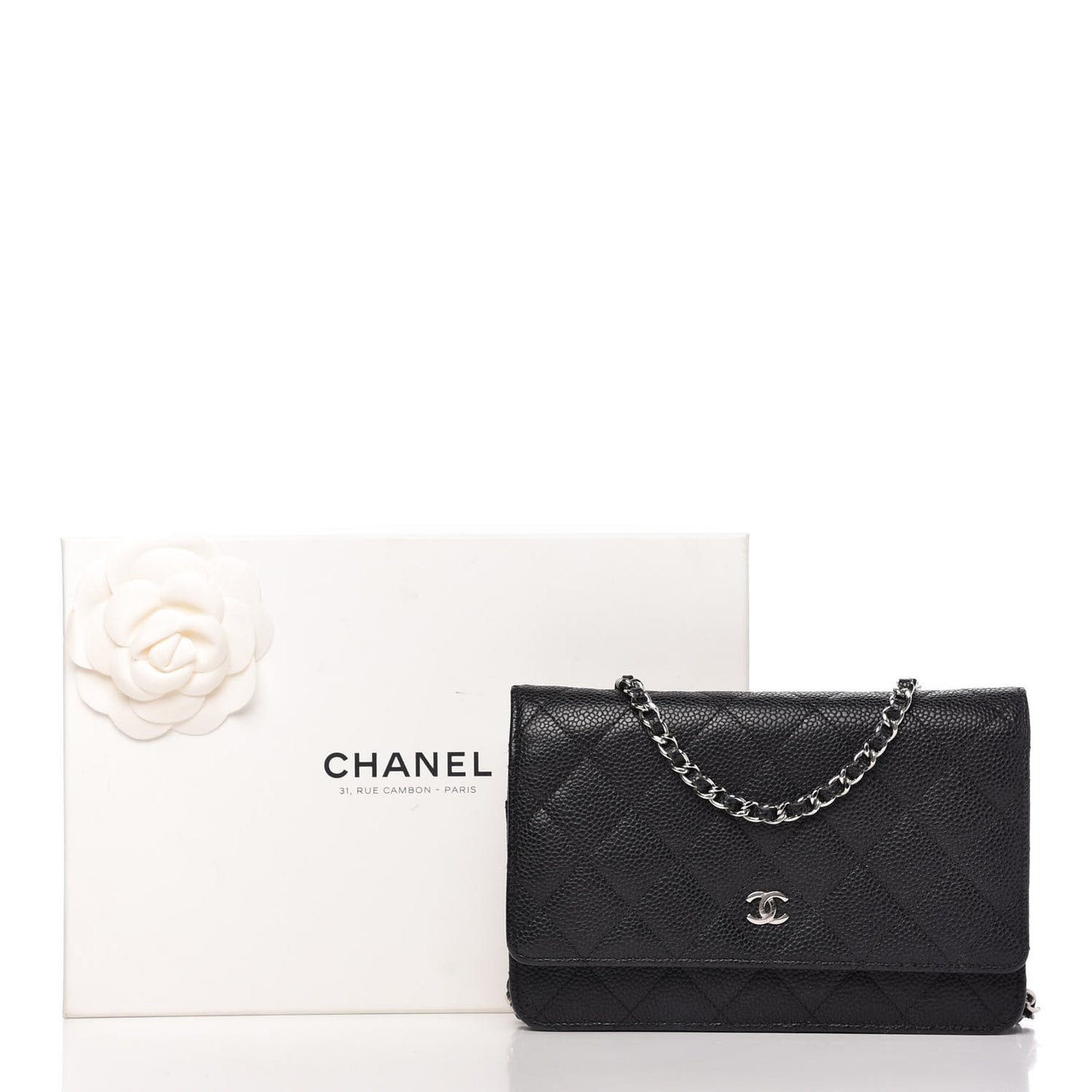Caviar Quilted Wallet On Chain WOC Black
