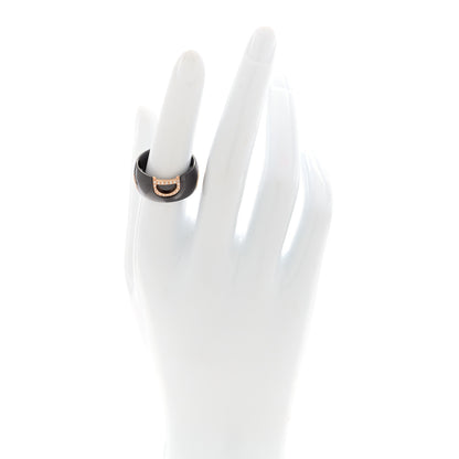 Damiani 18K Pink Gold Ceramic Diamond D Icon Ring 52 6  Black 2 of 4