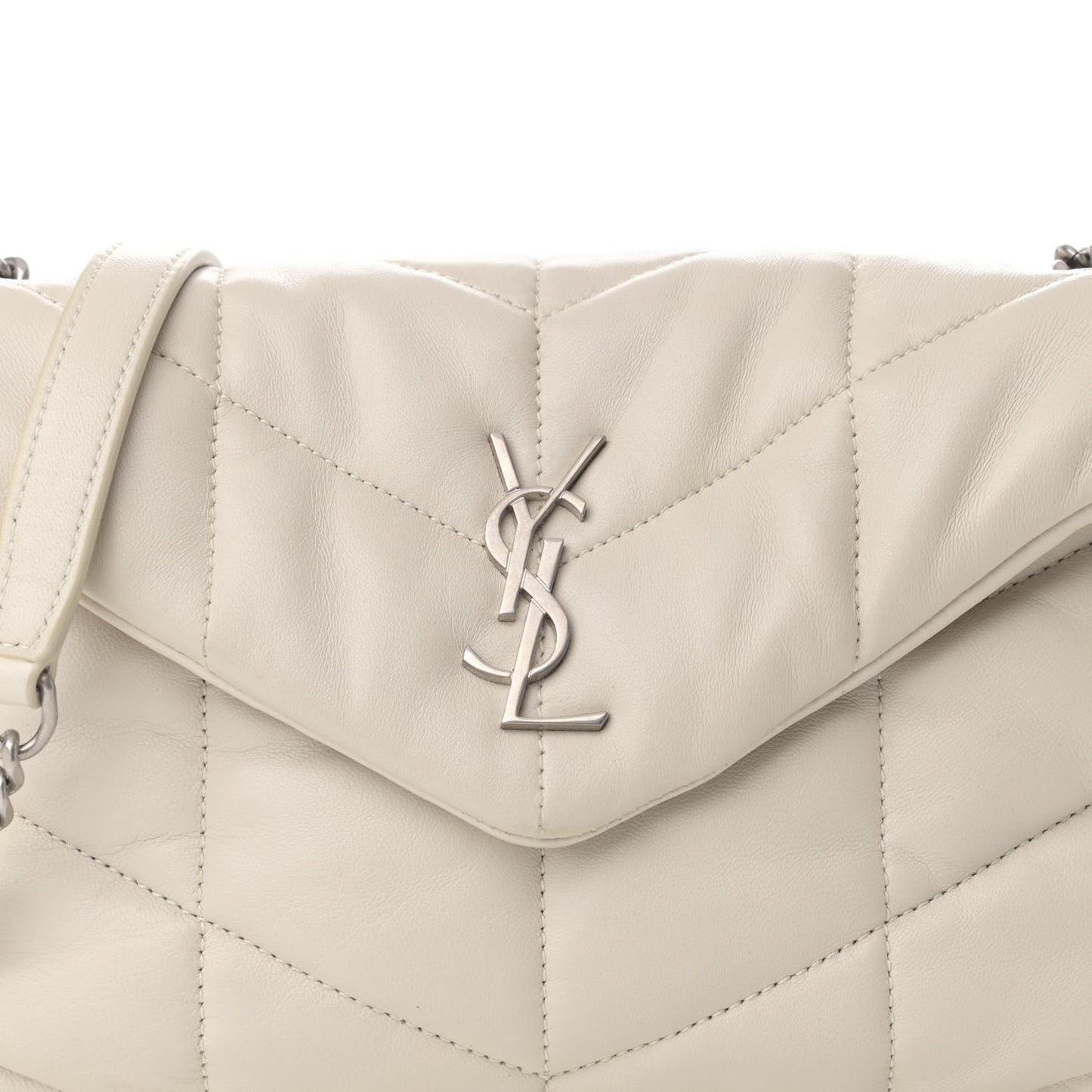 Lambskin Quilted Toy Loulou Puffer Monogram Chain Satchel Crema Soft