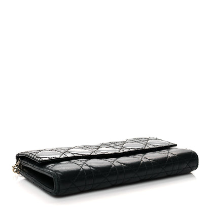 Christian Dior Patent Lambskin Cannage Lady Dior Rendezvous Wallet On Chain Black 4 of 11