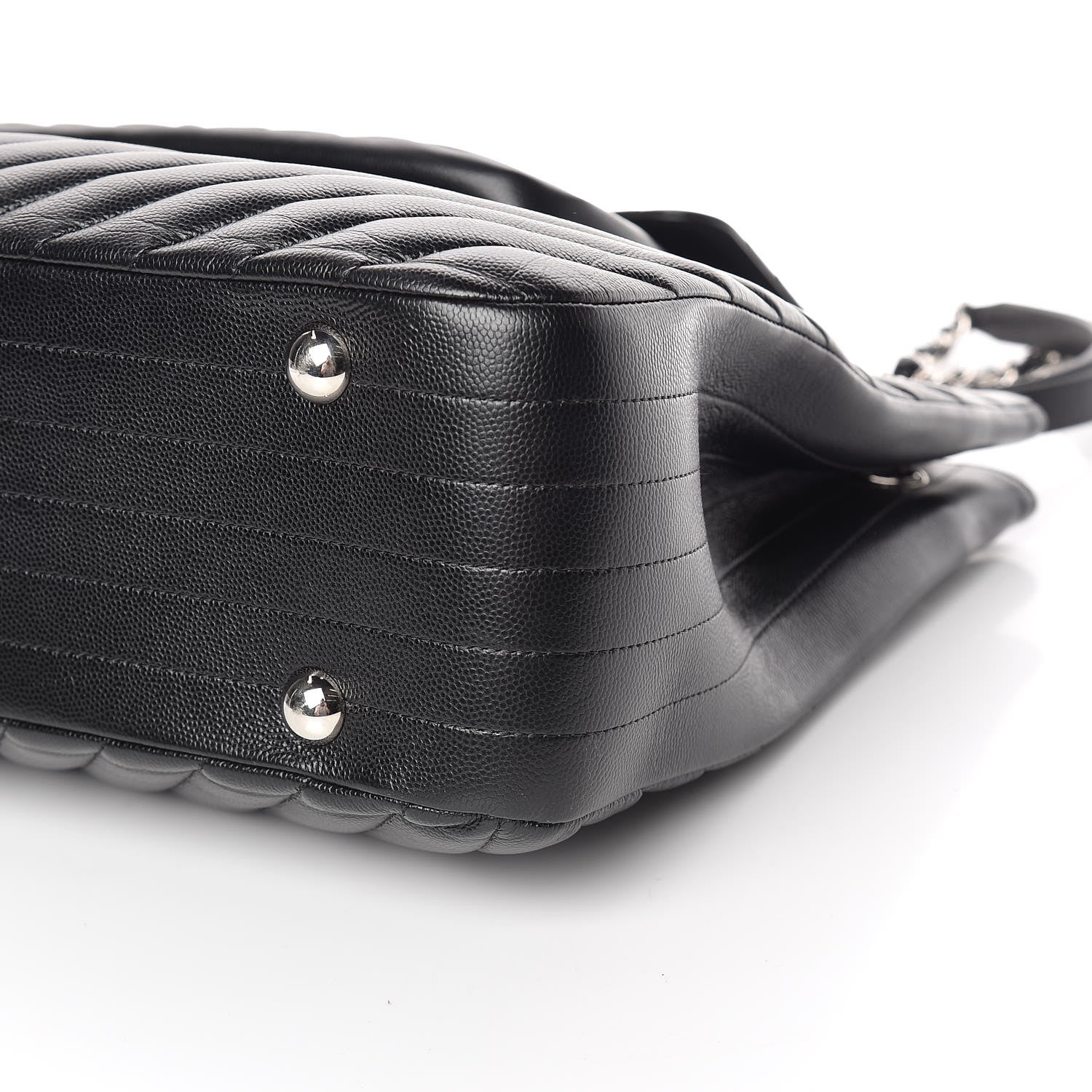 Chanel Caviar Chevron Quilted Flap Tote Black 10 of 10