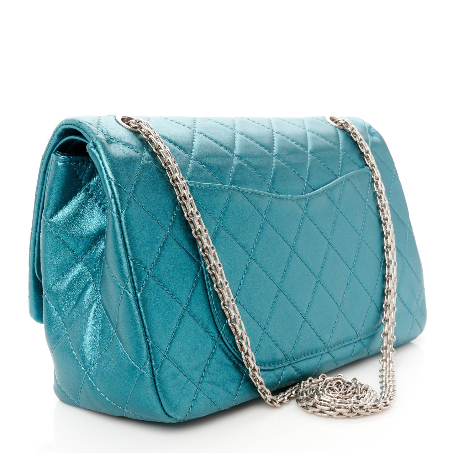 Metallic Calfskin Quilted 2.55 Reissue Flap 227 Turquoise