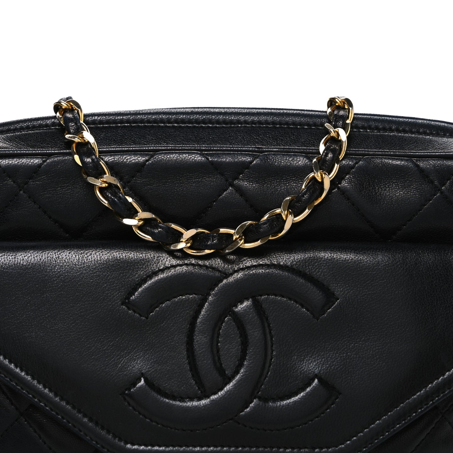 Lambskin Quilted Tassel Camera Case Navy