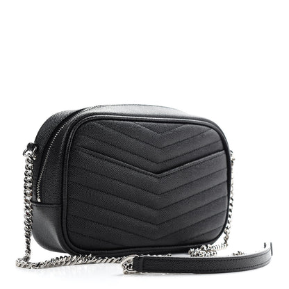 Saint Laurent Grain De Poudre Matelasse Monogram Mini Lou Camera Bag Black 3 of 9