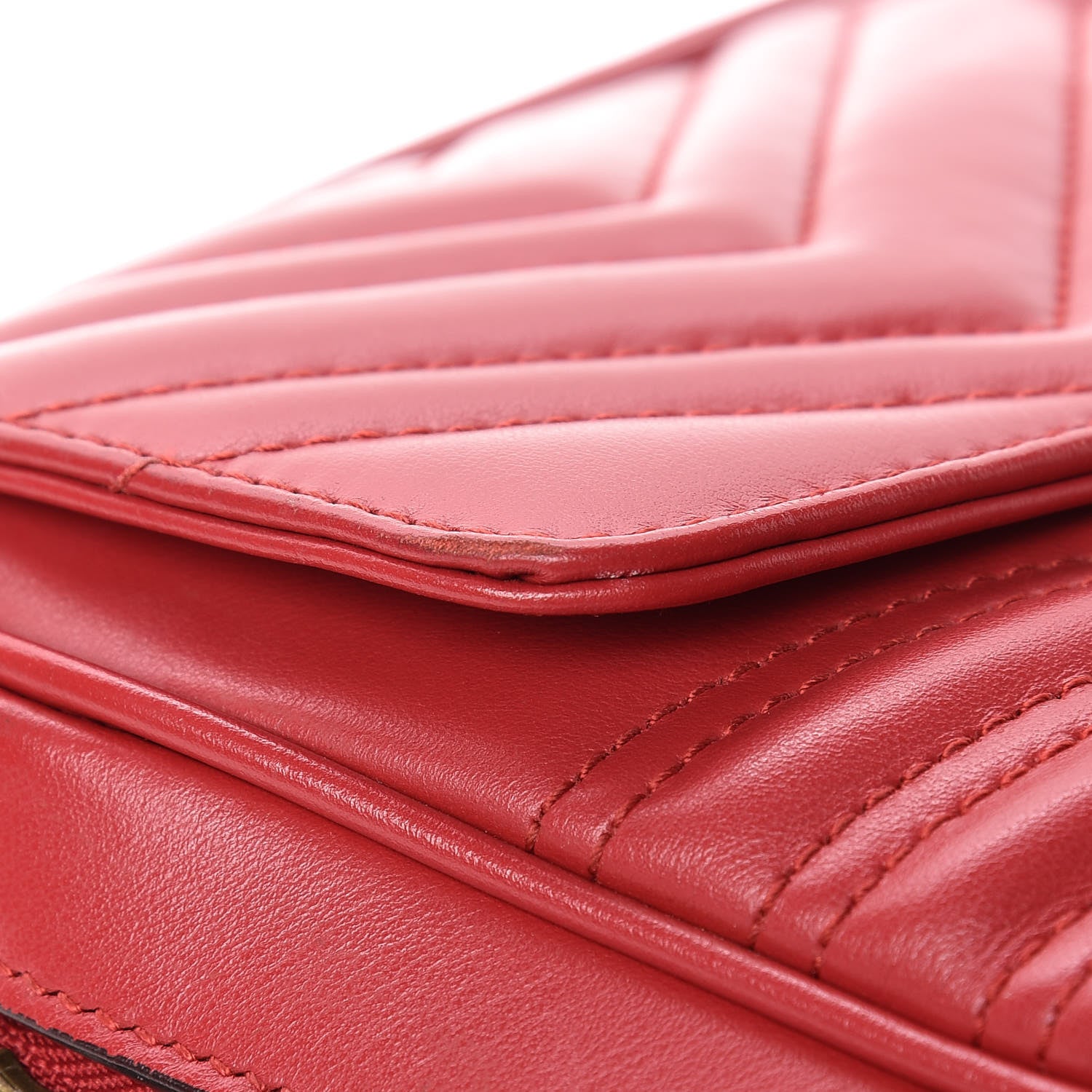Gucci Calfskin Matelasse Sylvie Web Small GG Marmont Top Handle Shoulder Bag Hibiscus Red 13 of 14