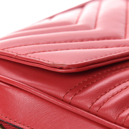 Gucci Calfskin Matelasse Sylvie Web Small GG Marmont Top Handle Shoulder Bag Hibiscus Red 13 of 14