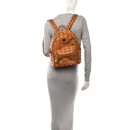 MCM Visetos Studded Small Stark Backpack Cognac 1 of 9