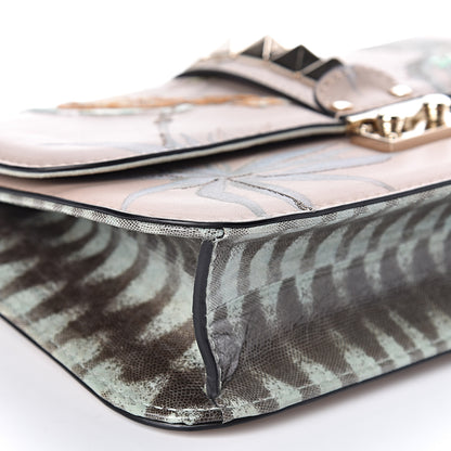 Valentino Garavani Vitello Embroidered Medium Glam Lock Rockstud Flap Beige 5 of 12
