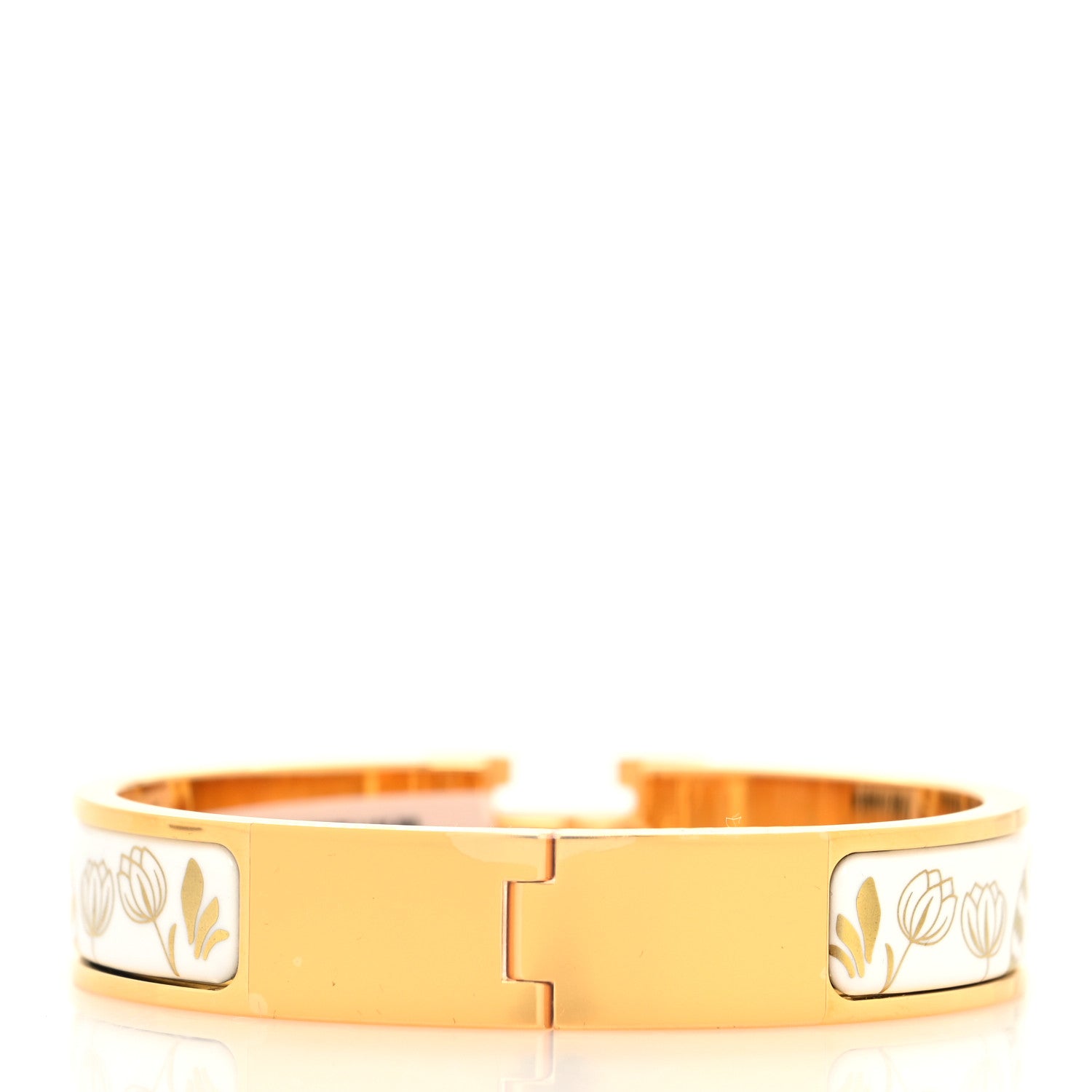Hermes Enamel Printed Narrow Leopards Clic Clac H Bracelet PM Jaune Or White 3 of 5