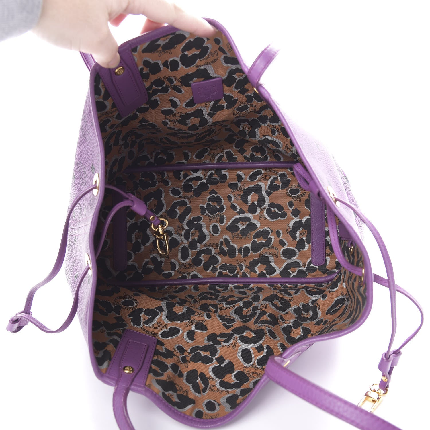 MCM Visetos Medium Project Reversible Shopper Tote Purple 9 of 17