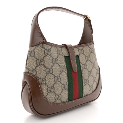 Gucci GG Supreme Monogram Azalea Calfskin Web Mini Jackie 1961 Hobo Beige Ebony Brown Sugar 3 of 11
