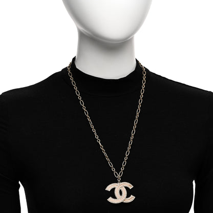 Chanel Crystal Glass CC Necklace Light Gold 2 of 7