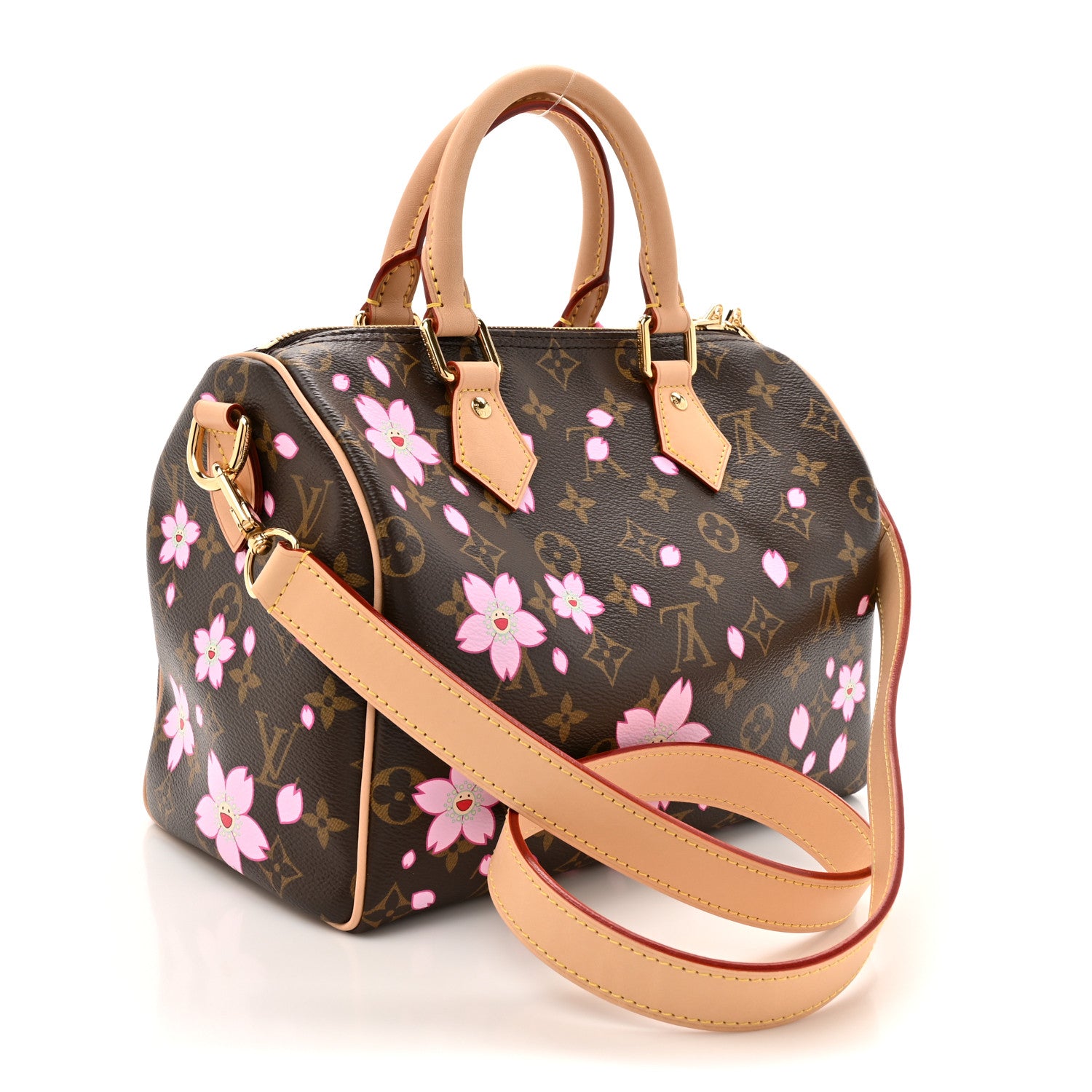 Louis Vuitton LV X TM Monogram Cherry Blossom Speedy Bandouliere 25 Sakura Brown 3 of 9