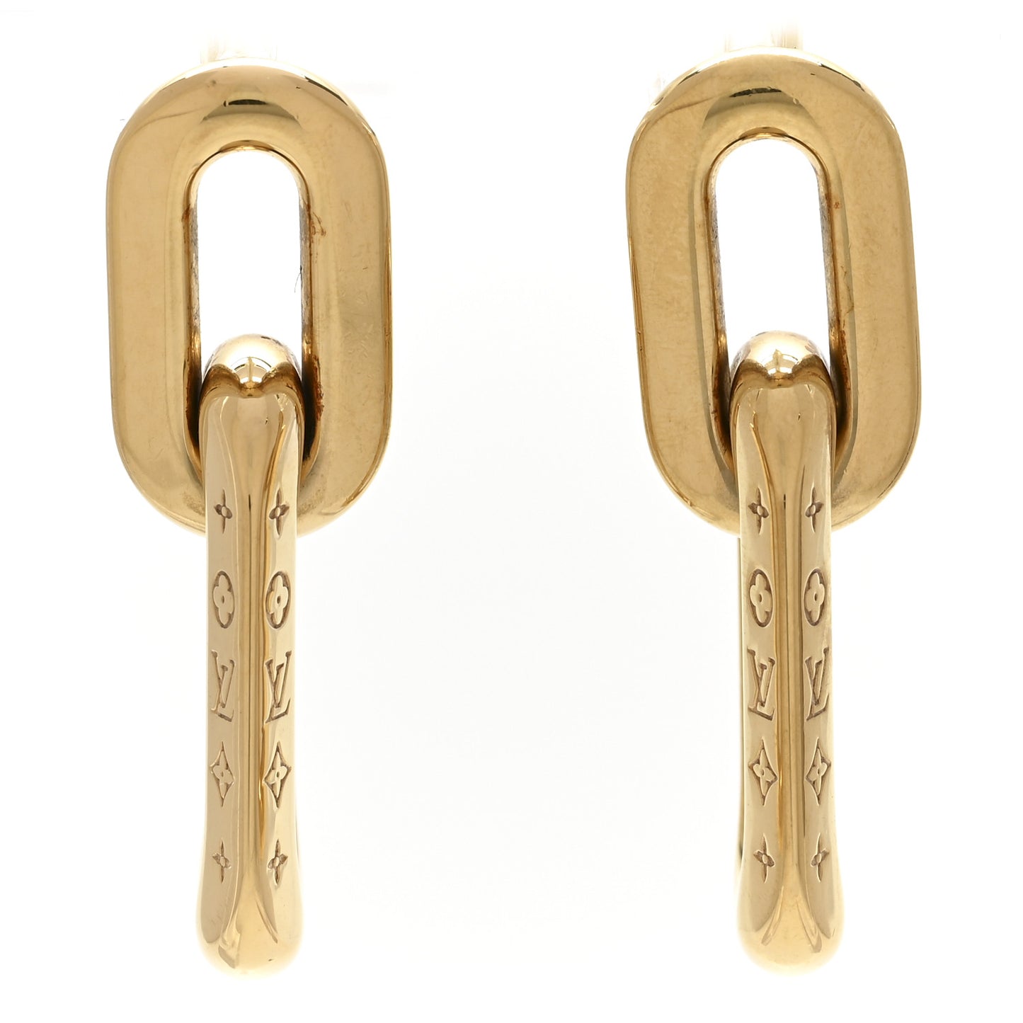 Metal LV Edge Double Hoop Earrings Gold